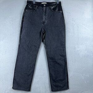 Abercrombie & Fitch The Ankle Straight Jeans Mixed Fabric Women Black Size 30/10